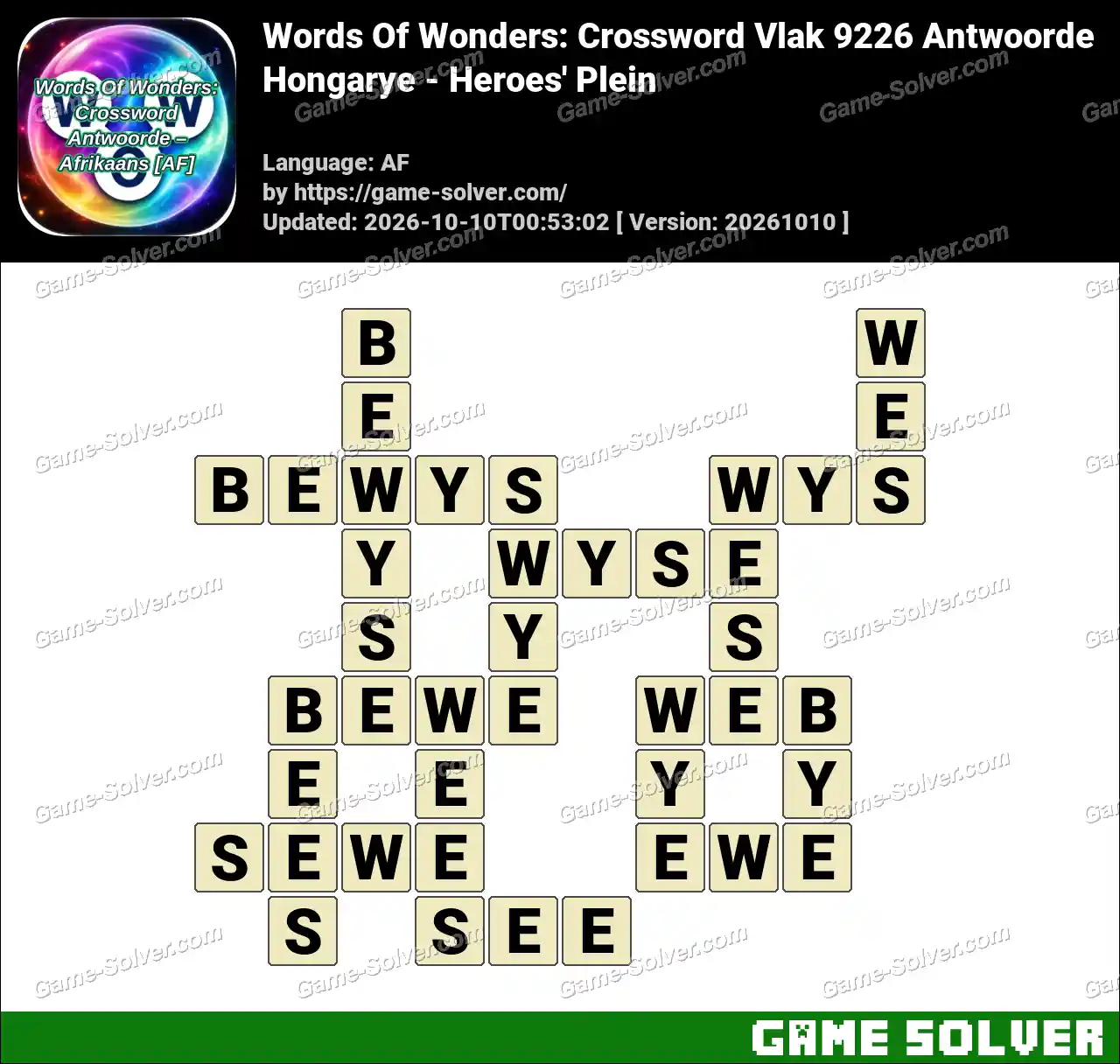 Words Of Wonders: Crossword Vlak 9226 Antwoorde – Hongarye – Heroes’ Plein